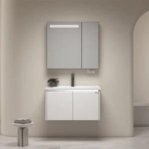 Modern Waterproof Stainless Steel Bathroom Vanity with LED