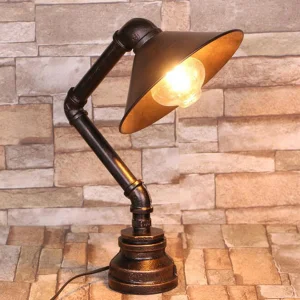 Industrial Steam Punk Study Light 110V 220V Switching E27 Table Light Water Pipe Iron Desk Table Lamp (WH-VTB-28)