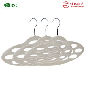 Hot Selling Velvet Suit Hangers for Tie Scarf and Belt Space Saving Storage Hanger with Holes