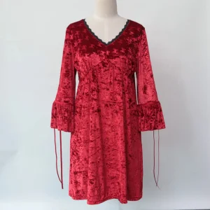 Intiflower Nl11 Rose Red Romantic Sexy Sleepwear Dress Long Sleeve Women's Autumn Winter Sleepwear Loungewear