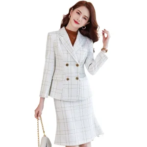 2022 Autumn/Winter New Arrival Womens Long-Sleeved Professional Suit Formal Skirt Set Interview/Sales Workwear