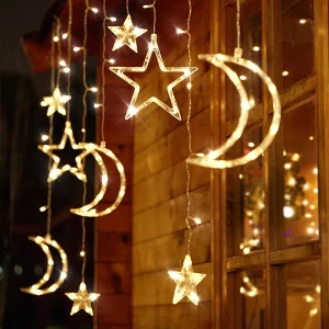 8 Modes Outdoor Holiday Christmas Decoration Solar String Garden Fairy Lights Star LED Solar Waterproof Curtain Lights