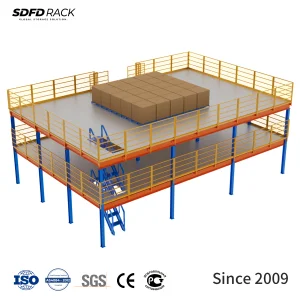 High Warehouse Mezzanine Floor With Stairway Customized Double Layer Space-Saving Heavy-duty Steel Structure Mezzanine Platform