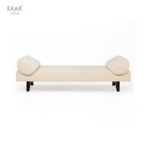 Customizable Upholstered Bed Bench Soft Fabric End-of-Bed Stool with Solid Wood Legs for Bedroom, Living Room & Entryway
