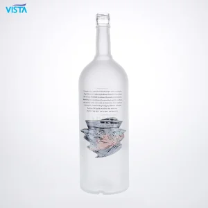 Large Capacity Clear Glass Vodka Bottle with Screw Cap and Frost Finish