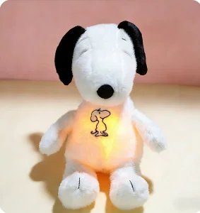 New 29cm/11 Inch Breathing and Music Glowing Snoopyed Plush Toy Cartoon Dog Animal Toy Baby Sleeping Doll Stress Relieving Toy