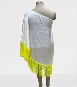 Custom Made Vintage Fringe Style One-Shoulder Dress