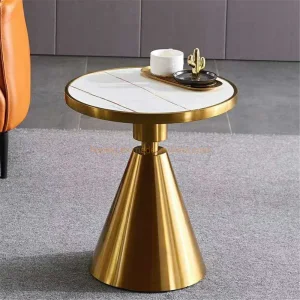 Stainless Steel Nesting Coffee Table Marble Top