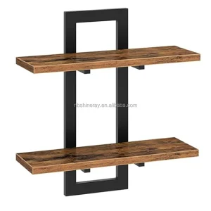 15-Tier Steel Wood-Coated Floating Bathroom Shelf for Bedroom Wall Storage