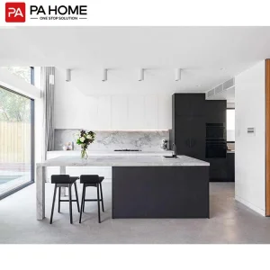 Cheap Price Japanese Style Modular Black Kitchen with Kitchen Island