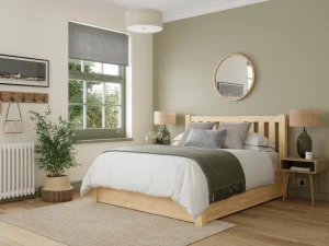 Cama de marco de tamaño doble personalizado al por mayor de China con construcción de listones de muelles de madera para dormitorio