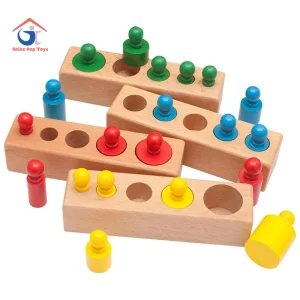 Montessori Wooden Sensory Cylinder Toy for Kids Color Matching Shape Recognition Educational Socket Toy for Cognitive