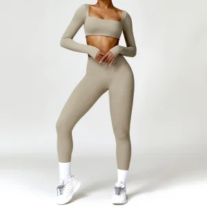 Custom Logo Women's Gym Apparel Square Neck Crop Tops Workout Yoga Pants Leggings Dropshipping Gym Fitness Sets Women 2025