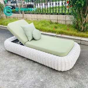 Factory Hot Selling Outdoor Furniture Aluminum Frame Sun Lounger Woven Rope Chaise Loung Chair Patio Sunbed for Hotel Resort Poolside