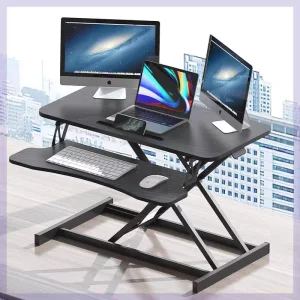 2021 New Arrival Pneumatic Height Adjustable Sit-Stand Table Office Standing Desk Converter with Keyboard Tray/