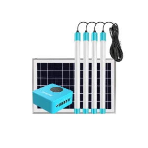 Factory Price Portable Indoor Outdoor 4 PCS LED Tube Lighting Solar Power System with 10W PV Modules
