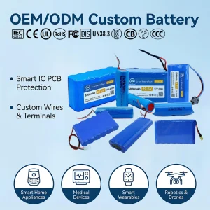 Custom DIY 3.7v 7.4v 12v 14.8v 6Ah 8Ah 10Ah 14Ah 16Ah 18Ah 21Ah Rechargeable Lifepo4 Lithium Li Ion 18650 Battery Pack with BMS