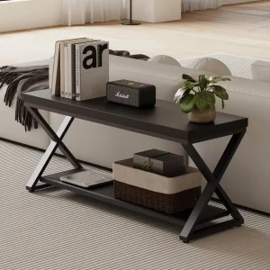 Stylish Industrial Metal Bench for Hotel Entryway Decor