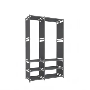 Storage Hanger Rack Floor Standing Cloth with Storage Shelves for Living Room