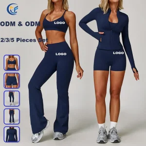Active &amp; Athleisure Wear 5 Pieces Matching Set Yoga Fitness Gym Casual Sports Clothes for Women