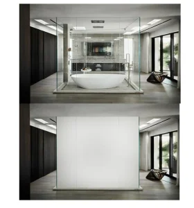 Modern PDLC Smart Windows Glass LCD Switchable Privacy Glass PET Material Frosted Surface for Apartment Living Room Bathroom
