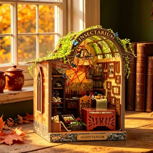 DIY Miniature House Kit Miniature Buildings Vintage Library Science Lab 3D Wooden Puzzle Toy Gift