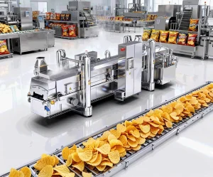 Sistema de Fritura Contínua Comercial para Linha de Produção de Fast Food