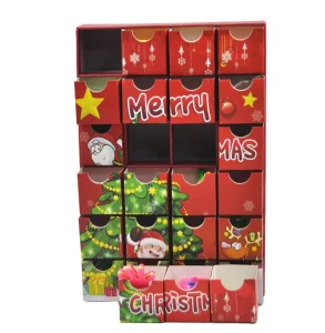 Caixas de presente de embalagem de calendário do advento de papelão cosmético de chocolate
