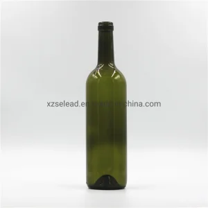 750ml Antique Green Burgundy Wine Glass Bottle with Cork Finish