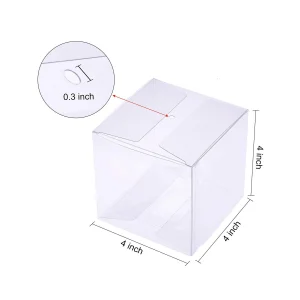 Custom Clear Candy Apple Boxes 4"X 4"X 4" Transparent Pet Pvc Plastic Food-Grade Treat Box for Caramel Cake Cookies Chocolate