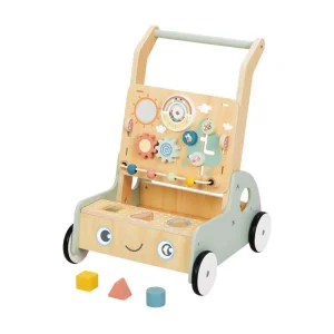 Carrinho de Aprendizagem de Madeira para Bebês Centro de Atividades Multifuncional Painel de Atividades Brinquedo para Bebê