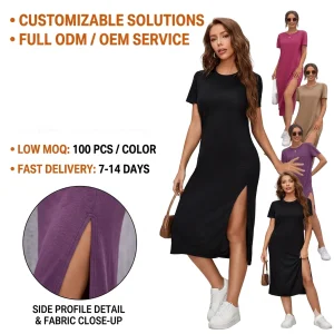 Woman Midi Dress Solid Color Maxi
