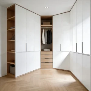 Walk-in Closet System with Melamine Finish and Aluminum Frame Structure