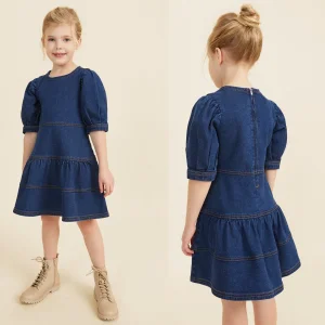 Casual Summer Girls Denim Dress OEM