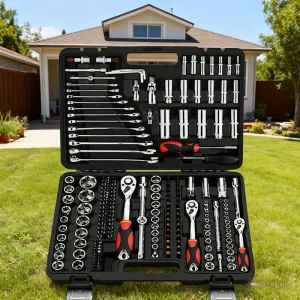 151PCS All-in-One Manual Tool Kit-Heavy Duty Stainless Steel Hand Tools Set Hard Case for DIY Repair Home Improvement Outdoor