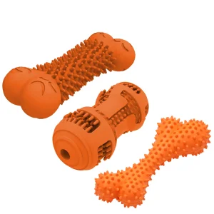 Bone Shape Durable Dog Chew Toy Multi-functional Teeth Cleaning Natural Rubber Dog Chew Toy for Aggressive Chewers