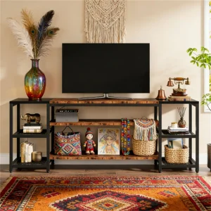 Industrial Design TV Stand with Unique Storage Rack