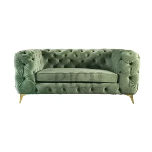 Italy Luxury Furniture Sofa 2 Seat Loveseat Velvet Fabric Chesterfield Sofa