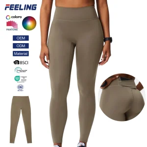 Women's High Waisted Yoga Leggings with Mesh Pockets Compression Moisture Wicking Chafe-Free Seams for Workout Pant OEM ODM