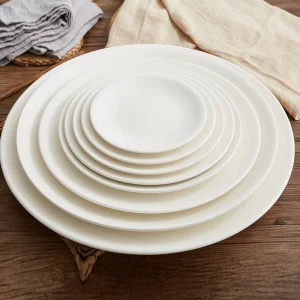 Hot-Selling Eco-Friendly Healthy Lead&Cadmium Free 6"7"8"9"10"10.5"11"12"14"Dinner Flat Meat Plate White Porcelainware Hotelware Ceramic Kitchenware Tableware