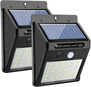 18650 Luz Solar de Movimento com Sensor PIR para Parede, LED Solar à Prova d'Água, Montada na Parede, Alimentada por Bateria, Luz Noturna Externa