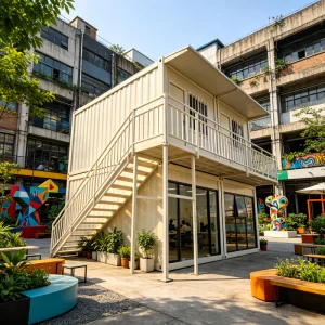 2-Story Detachable Container Office Customizable Open-Plan Modular Workspace Modular Prefab Store for Art &amp; Creative Parks
