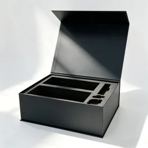 Custom Gold Foil Logo Recyclable Grey Board Rigid Magnet Box