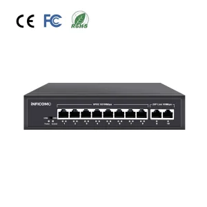 Factory Direct 8+2 Port POE Switch 48V 10/100MB 2 Uplink 10/100MB Gigabit Switch for Camera Cctv PC