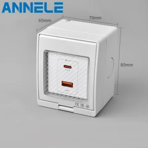 Annele IP55 Tomada de Interruptor à Prova de Tempo 20W Unidade de Carregador USB+Typec