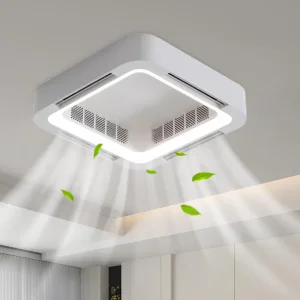 2025 Bladeless Ceiling Fan Light Flush Mount Smart APP Control Dimmable Square LED Ceiling Fan with Light and Remote