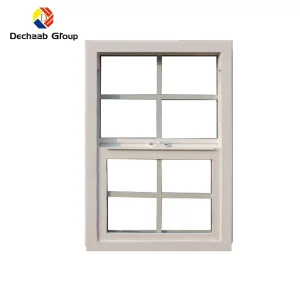 UPVC/PVC Single Hung Safety American Style Vertical Sliding Window with Guard