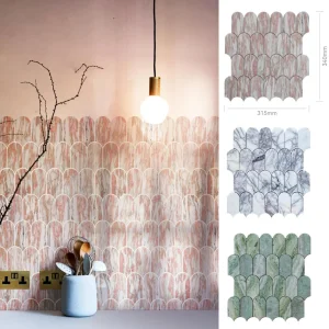 Rose Pink and Ming Green Marble Mosaic Tile Crema Marfil Natural Stone Tiles Building Material for Wall and Floor