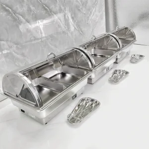 Hotel Commercial Use Stainless Steel Electric Food Warmer Set Digital Temperature Control Chafing Dish Buffet Heater