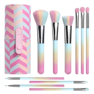 Pincéis de Maquiagem Coloridos Marca Privada 10PCS